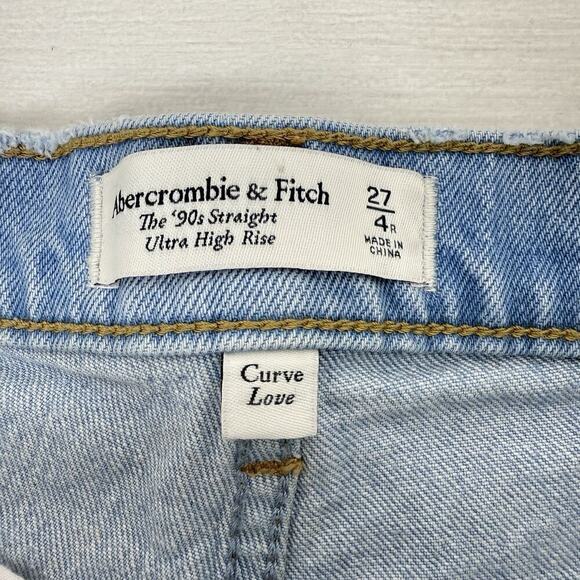 Abercrombie & Fitch Jeans 27 Curve Love 90s Straight Ultra High Rise Split Hem - Picture 9 of 16